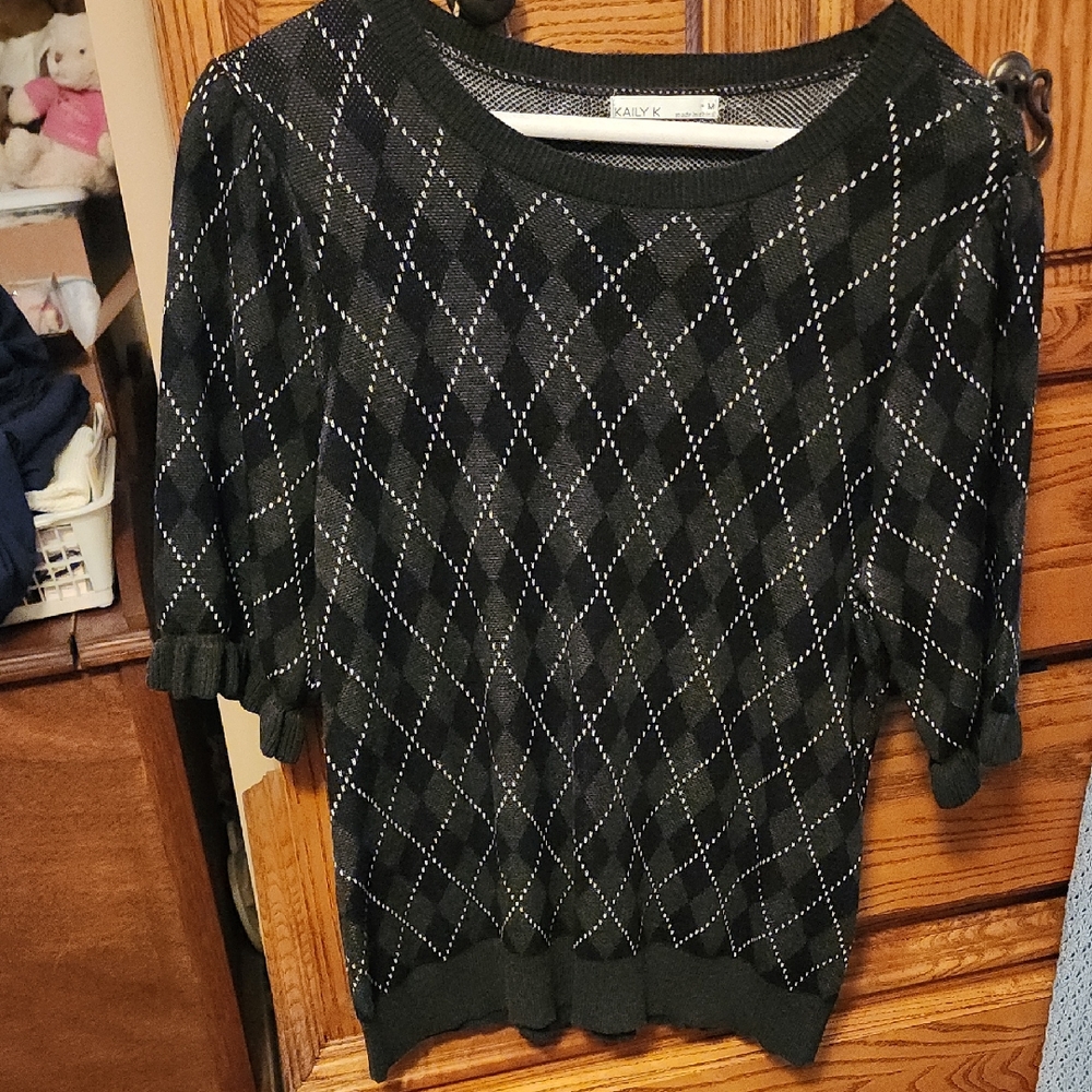Black Argyle Sweater